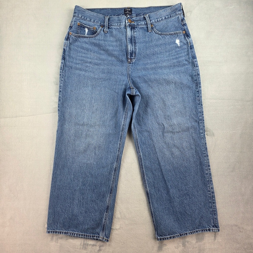 J.Crew 90s Vintage Baggy Jeans Mens 34‎ Distressed Light Wash Blue BX737 Denim